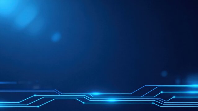 Blue glowing circuit lines on dark background