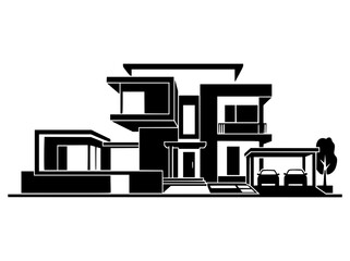 Fototapeta premium Modern luxury mansion architectural silhouette vector illustration