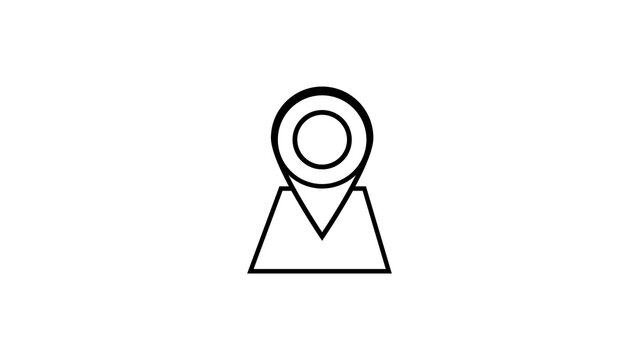 Mapping pointer symbol over trapezoid shape representing paper map on surface.