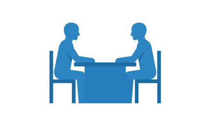 Fototapeta premium Job interview meeting silhouettes seated at table in minimalist flat vector for human resources recruitment