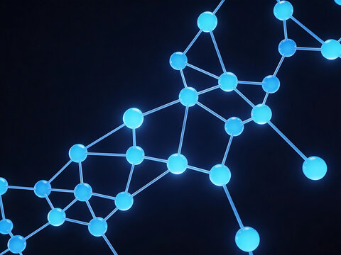 Blue glowing molecular structure
