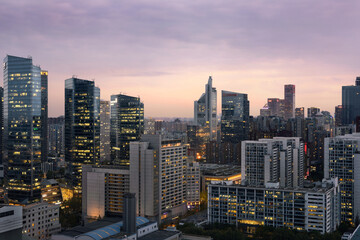 Fototapeta premium Beijing China World Trade Center Evening Cityscape View