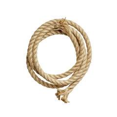 Coiled natural jute rope forming a circular frame isolated © DCreation