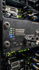 Fototapeta premium Macro Detail of Enterprise Ethereum Server Faceplate