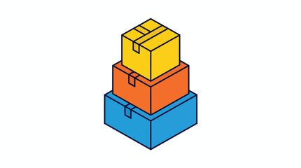 Naklejka premium Logistic shipping parcels stacked in vibrant isometric vector style for supply chain management