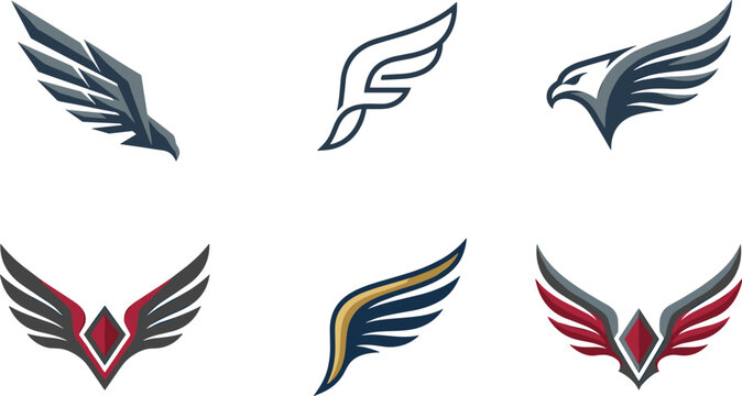 Powerful Wing and Eagle Logo Design Set for Sports Mascots, Gaming Clans, Automotive Brands, Corporate Identity Badges, and Dynamic Logistics Vector Graphics