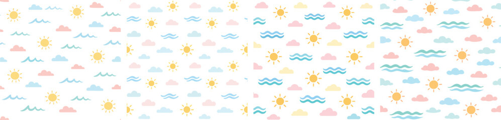 Obraz premium Vector Summer Seamless Pattern. Vector, illustration, minimalist, flat, icon, icon set