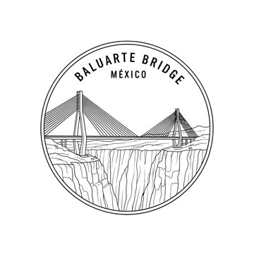 Baluarte Bridge Mexico Line Art Emblem