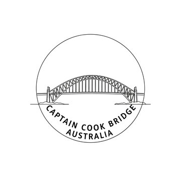 Captain Cook Bridge Australia Landmark Circle Logo Line Art