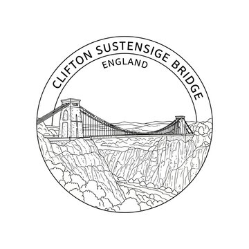 Clifton Suspension Bridge, Bristol, England - Hand Drawn Illustration