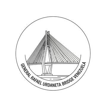 General Rafael Urdaneta Bridge Venezuela Line Art Emblem