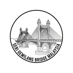 Obraz premium Seri Gemilang Bridge Malaysia Emblem - Iconic Landmark Illustration