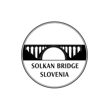 Solkan Bridge Slovenia Landmark Silhouette Emblem