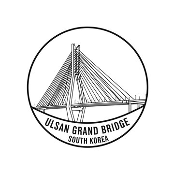 Ulsan Grand Bridge South Korea Landmark Symbol Line Art Circle