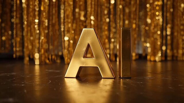 Golden letters AI stand proudly against a shimmering backdrop