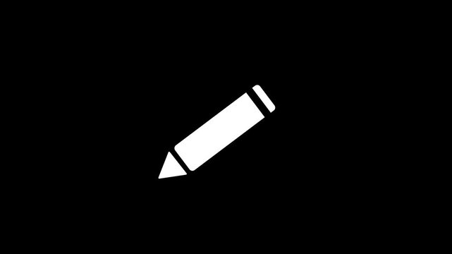 White pencil icon with sharp tip on a black background Keywords: pencil, writing, drawing, creativity, education, office, school, stationery, tool, object, symbol, icon, graphic, design