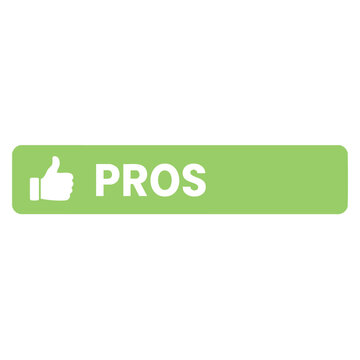 Pros and cons list graphic with thumbs up icon green background
