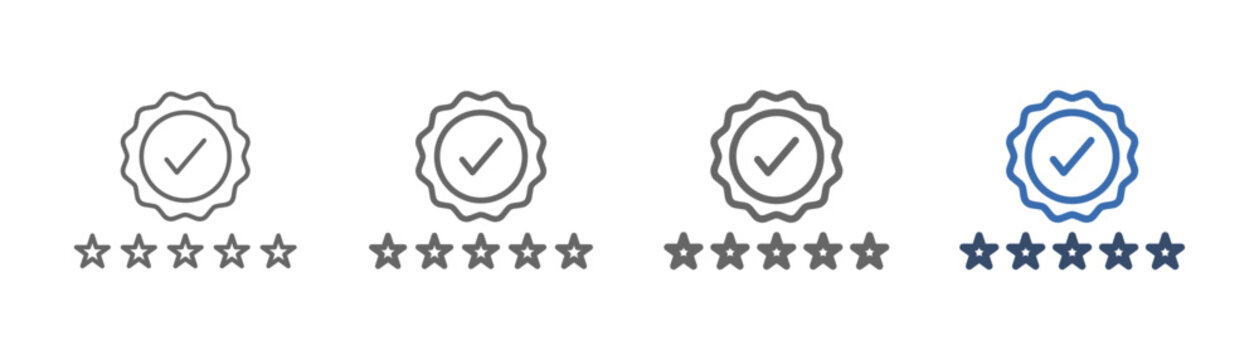 
outline icon set best value with five star and check mark design