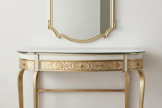 Elegant Gold Console Table with Mirror - Interior Design