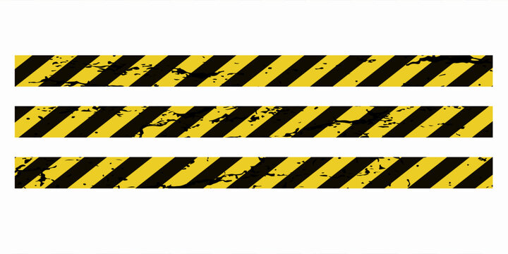 Grunge Yellow And Black Caution Tape Stripes &mdash; Warning Hazard Tape Design For Safety Barriers