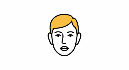 Minimalist human face icon with short blonde hair © Zaenurrofiq19