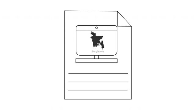 Document with Bangladesh map and text fields.