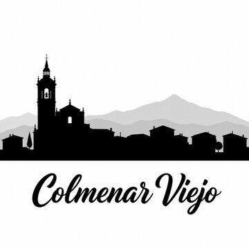 Colmenar Viejo Skyline Silhouette &mdash; A Madrid Countryside Heritage Town Spain Vector Illustration