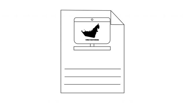 Document with UAE Map and Lines for Text.