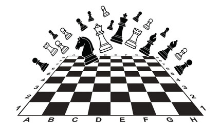 chess board with pieces in motion. © Majuu