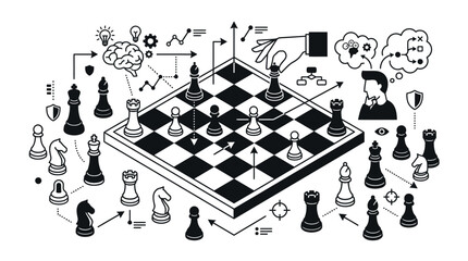 Strategic chess game with thinking players. © Majuu