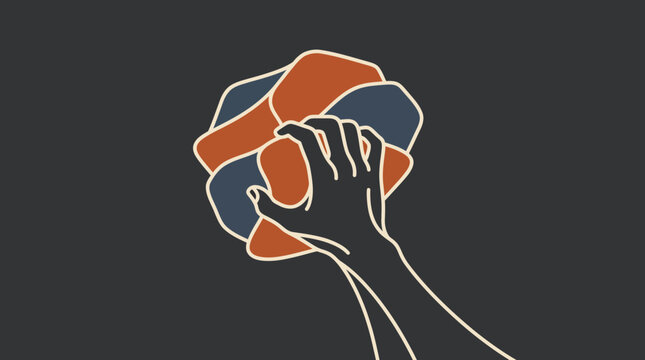 hand holding a puzzle piece.