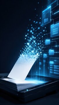 Document Scanner Digitizing Paper into Cloud Data Folders