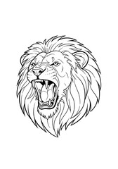Obraz premium Close up detailed black and white lion face portrait.
