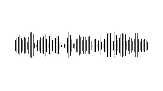Animated audio waveform visualization with dynamic sound waves on white  background. Smooth audio equalizer and music wave loop animation.