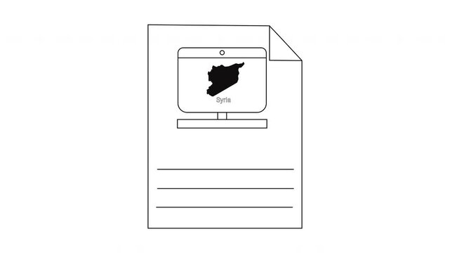 Syrian Map on Computer Screen Document.