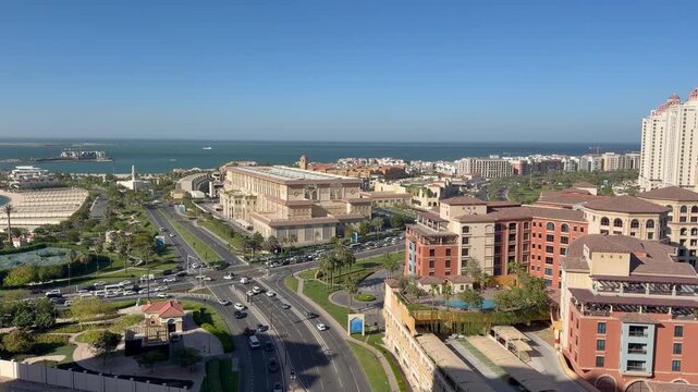 Doha, Qatar - June 17, 2026: Aerial view of Pearl Qatar Porto Arabia Medina Central Doha Qatar 