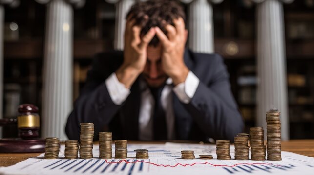 Financial decline after unfavorable court decision showing legal consequences, losses, and reputational damage.