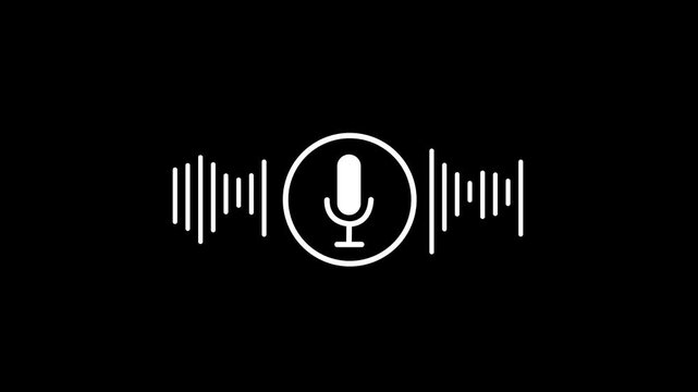 &ldquo;Microphone icon animation on black  background, smooth motion graphics concept with music bars inside the microphone,