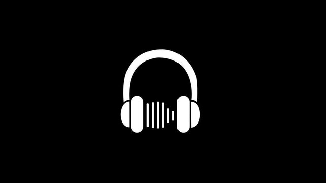 Animated Headphone Sound Wave Loop on Black Background