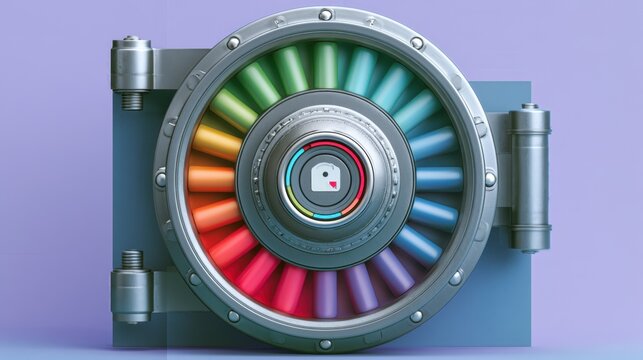 Vibrant Rainbow Color Palette Vault Door for Data Security and Storage