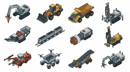 Collection of heavy construction machinery and equipment. © Bunga