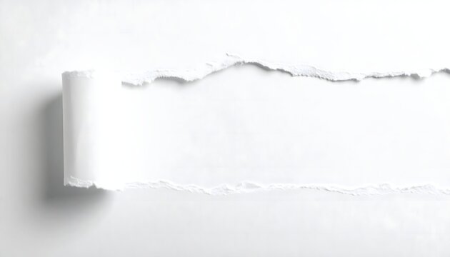 Papel blanco rasgado con borde irregular sobre fondo claro en composici&oacute;n minimalista con espacio para texto