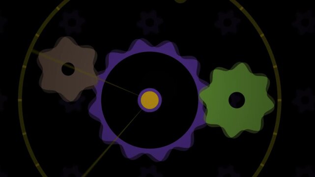 Colorful interlocking gears and cogs graphic design