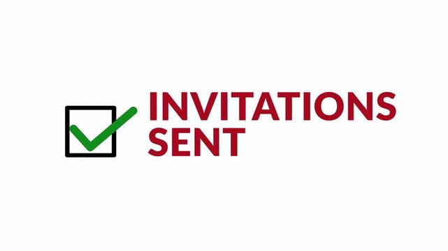  invitations sent notification animation  with  checkmark icon  for email campaigns, event planning, and business communication on transparent background in 4K Animation with Alpha Channel