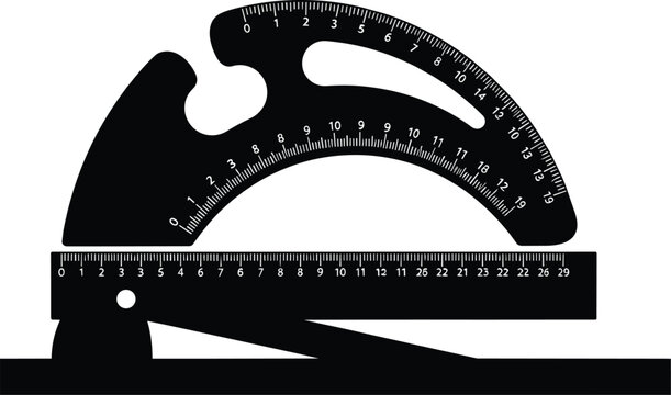 Precision goniometer measuring tool silhouette with metric scales