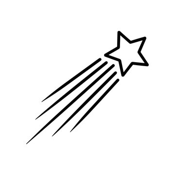 Black star with motion lines flying.