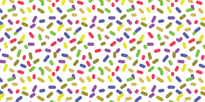 Colorful sugar sprinkles pattern for birthday cake dessert and party celebration background