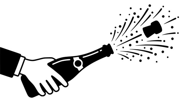 Handshake with Punch Impact and Speed Lines, Black and White Vector Illustration Concept of Conflict and Resolution