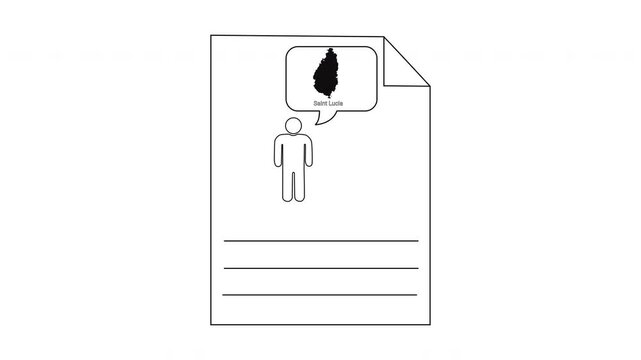 Simple illustration of a person thinking about a black blob on a document.