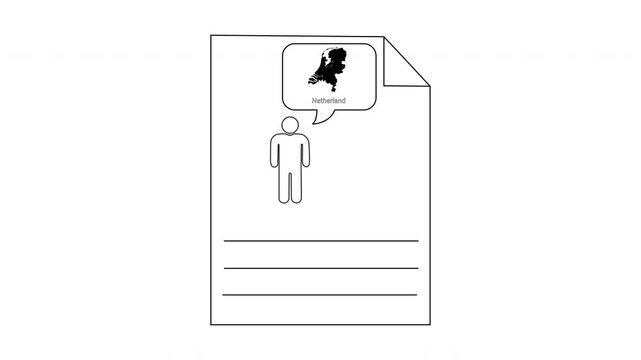 Simple illustration of a person thinking about a dog on a document.
